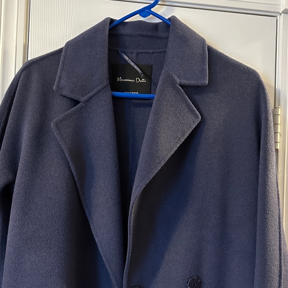 Massimo Dutti Navy Wool Coat